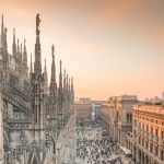 Le guglie del Duomo di Milano al tramonto