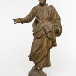 Scopri la scultura in legno di figura di Santo, Museo del Duomo di Milano