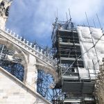 Vista dei ponteggi dei lavori di restauro presso il cantiere del Duomo di Milano