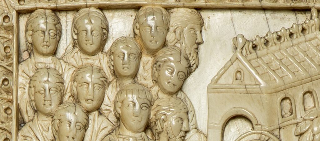 Dittico della Passione, dettaglio raffigurante alcuni personaggi di sfondo episodio Lavanda dei Piedi