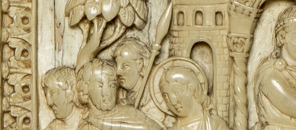 Dittico della Passione, dettaglio dell'episodio Pilato si lava le mani (volti), Museo del Duomo di Milano