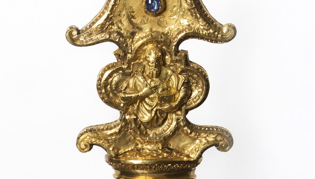 Sant'Ambrogio, dettaglio della Croce Capitolare di San Carlo, Museo del Duomo di Milano